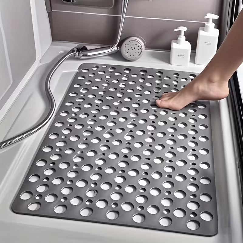 1pc - Quick Drying Anti-Slip Bath Mat | Silicone Shower Mat with Circular Hole Design, Massage Ring, Suitable for Shower Rooms, Hotels, Toilets, Bathtubs