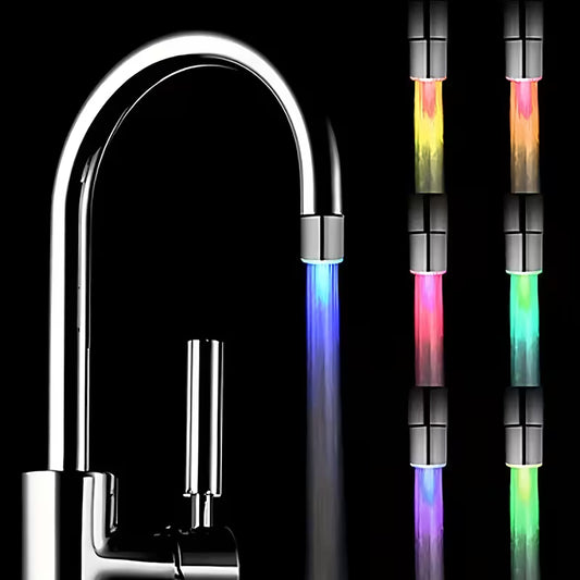 Single Unit LED Faucet Light That Changes Color, Suitable for Kitchen And Bathroom Use (Fixed LED Model). It Features a Gradient Effect, Transforming The Water Stream'S Color for Taps in Sinks
