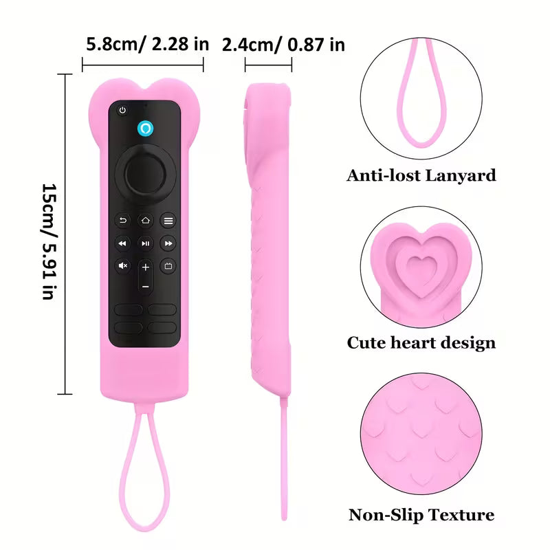 SUPERISE for Fire TV Stick/Cube/4K/Max/Lite Remote Case Compatible with Alexa Voice Remote 2nd/3rd Gen & Lite 1st/2nd Gen - Glow-in-the-Dark Heart-Shaped Cover, Non-Slip Silicone Cover (Model H69A73/E4GE9R/L5B83H/L5B83G/P4C6EN)