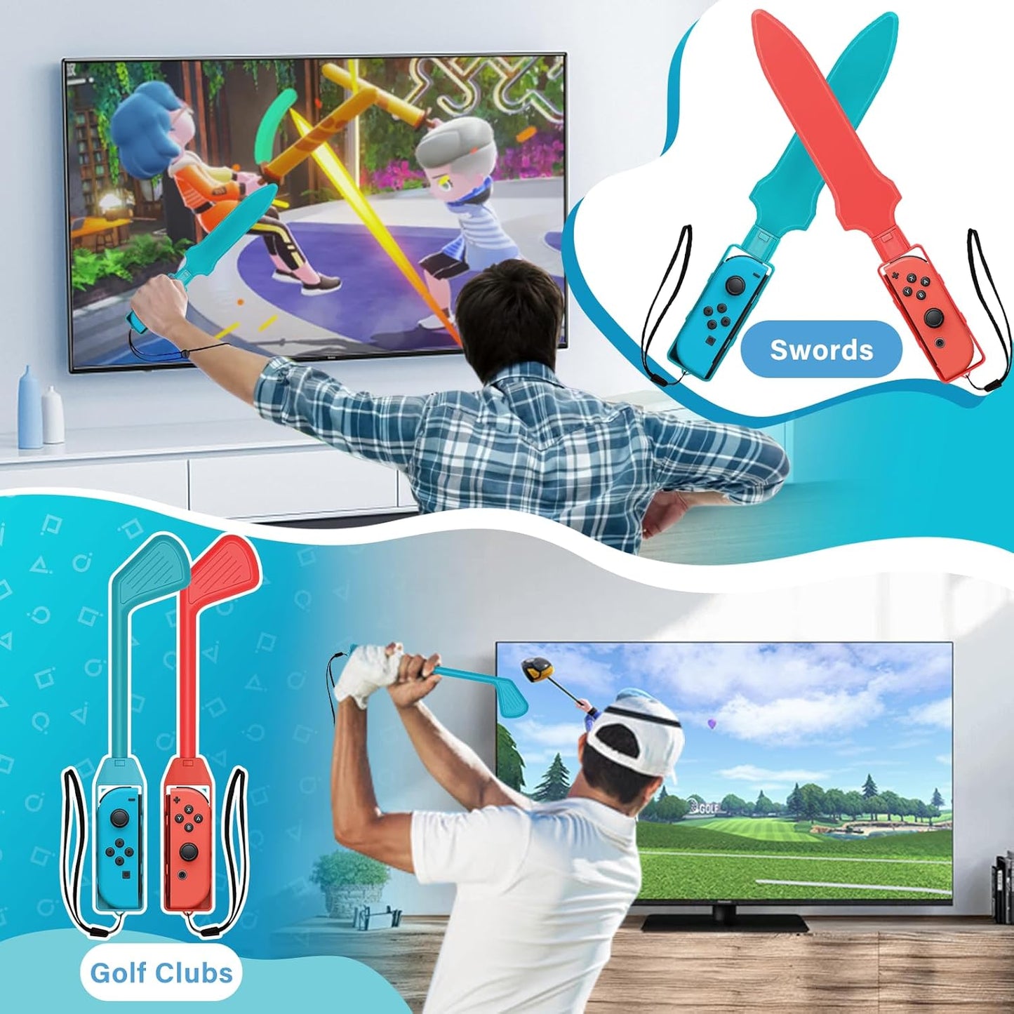 BRHE Nintendo Switch Sports Accessories 16 in 1 Nintendo Sports Bundle for Switch Sports Games,Family Accessories Kit for Switch/OLED Sports Games
