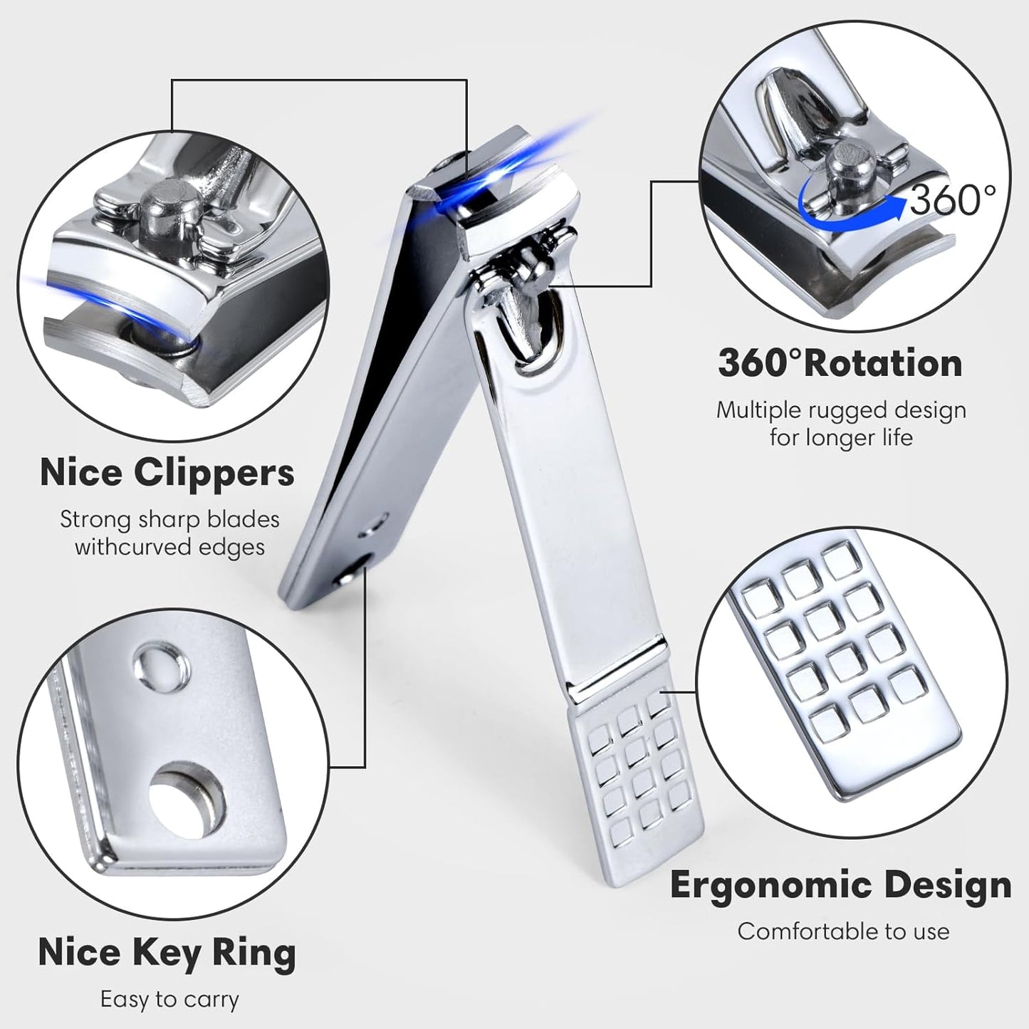Yougai Nail Clippers Set - 18 Pcs Professional Manicure Pedicure Kit Gifts for Fathers Day Men Women, Stainless Steel Fingernail Toenail Cutters, Nail Care Grooming Tools with Leather Travel Case