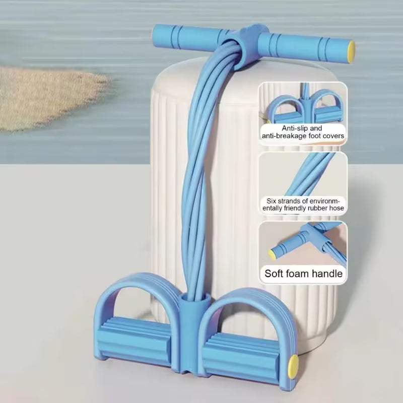 Resistance Bands with Handles for Multifunctional Yoga Sit-Ups, Suitable for Both Men And Women. This Foot Pedal Resistance Trainer Features Six Strands of Thickened Rope, Designed for Effective Abdominal Workouts