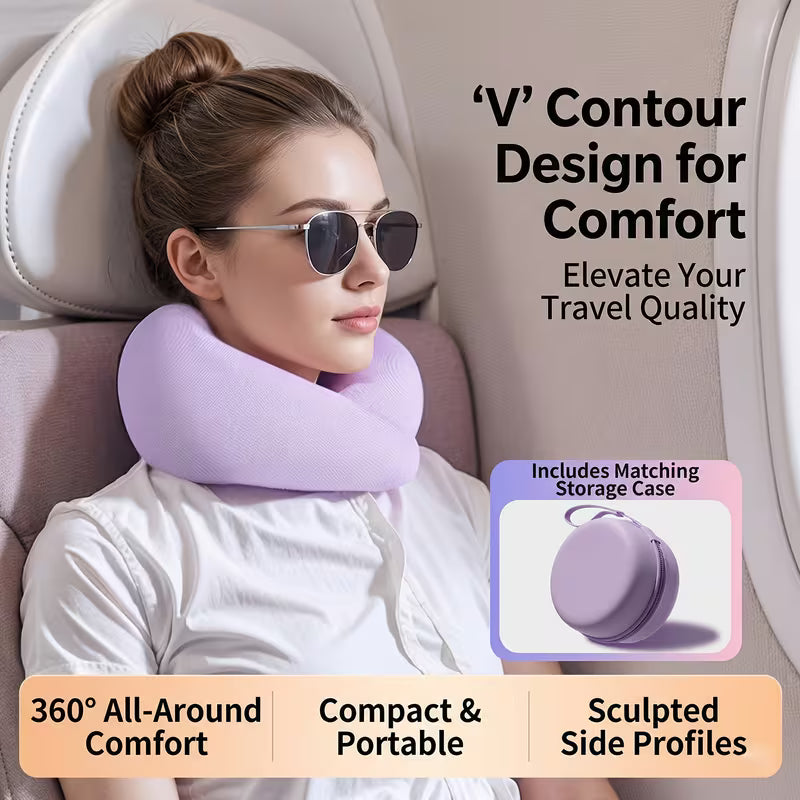 U-Shaped Travel Neck Pillow, Travel Pillow, Comfortable, Ergonomic Design, Suitable for Travel Aircraft, Cars, Family Road Travel Necessities, Delivery of Portable Storage Box