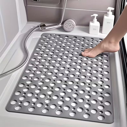 1pc - Quick Drying Anti-Slip Bath Mat | Silicone Shower Mat with Circular Hole Design, Massage Ring, Suitable for Shower Rooms, Hotels, Toilets, Bathtubs