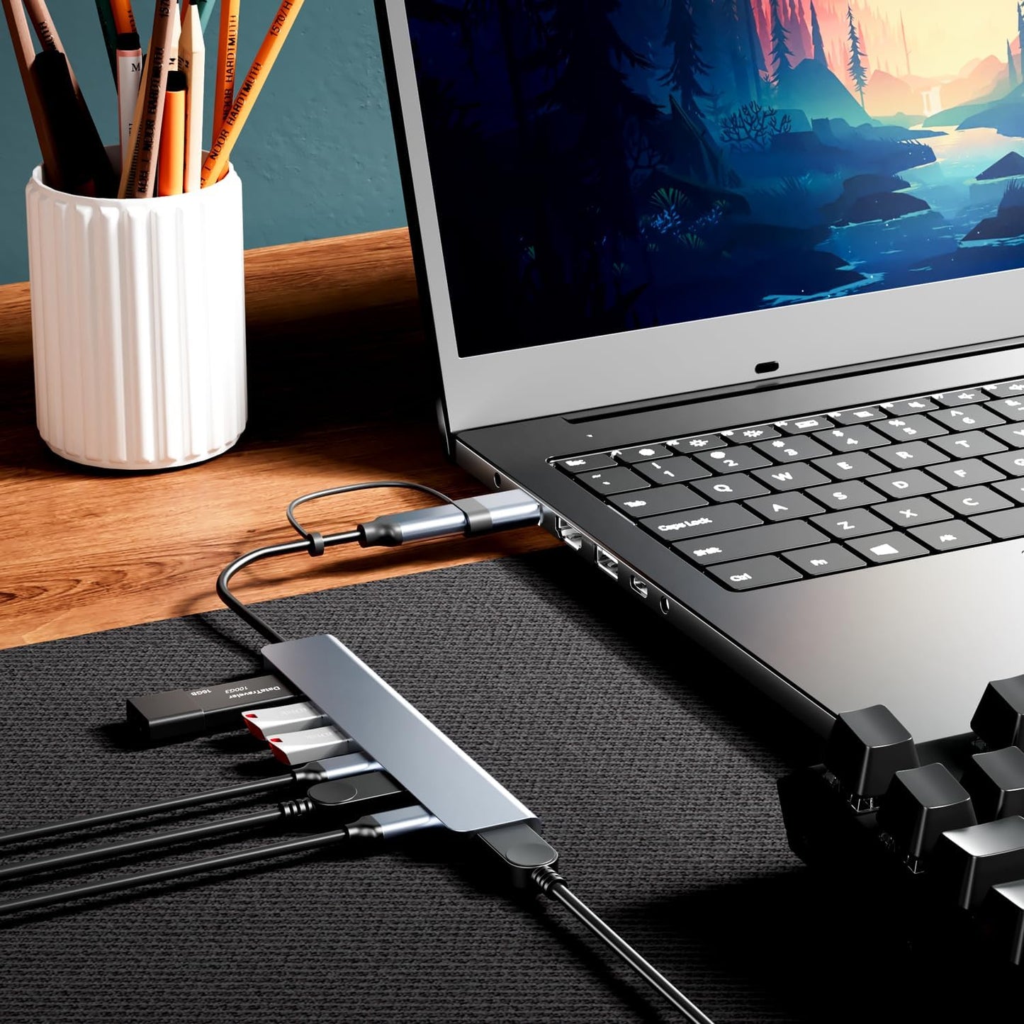USB C/USB Hub, BERLAT Aluminum 7 in 1 USB C & USB Hub with USB 3.0, USB 2.0 Ports for PC/Laptops/MacBook Pro/Air/iMac/iPad and More Devices