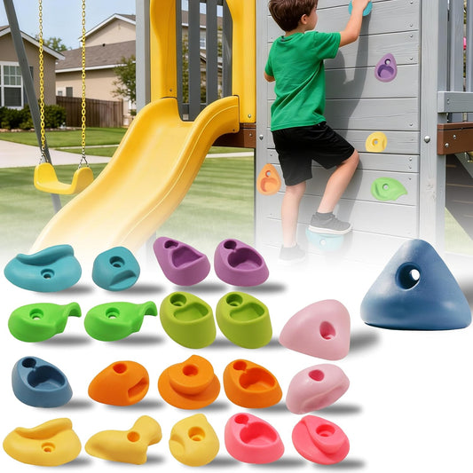 20 PCS Rock Climbing Holds for Kids,Rock Climbing Wall Grips Climbing Rocks Wall Kit for Indoor and Outdoor Playground Play Set with Hardware（Pastel Color