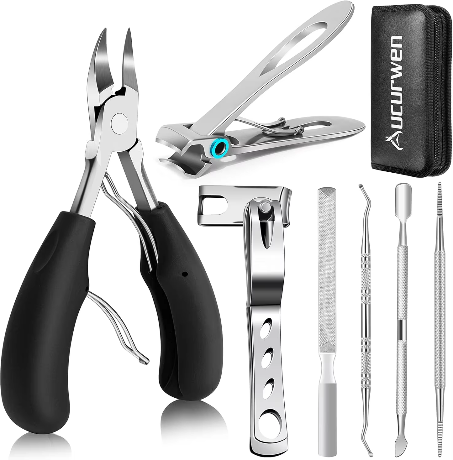 Precisely trimmed and easy-to-hold nail clippers, suitable for thick toenails, angled big toe nail clipper set, suitable for men