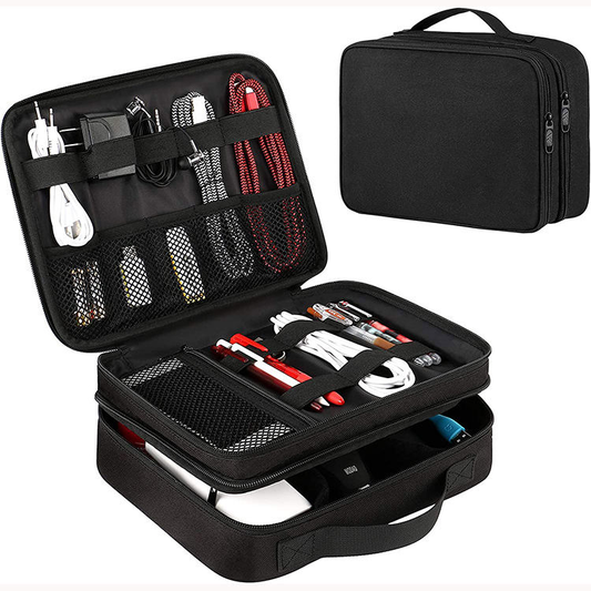 MATEIN Electronics Organizer Travel Case, Water Resistant Cable Organizer Bag for Travel Essentials, Gifts for Men, Storage Bag for Camera Accessories, Phone, Cord & Tablet, Black
