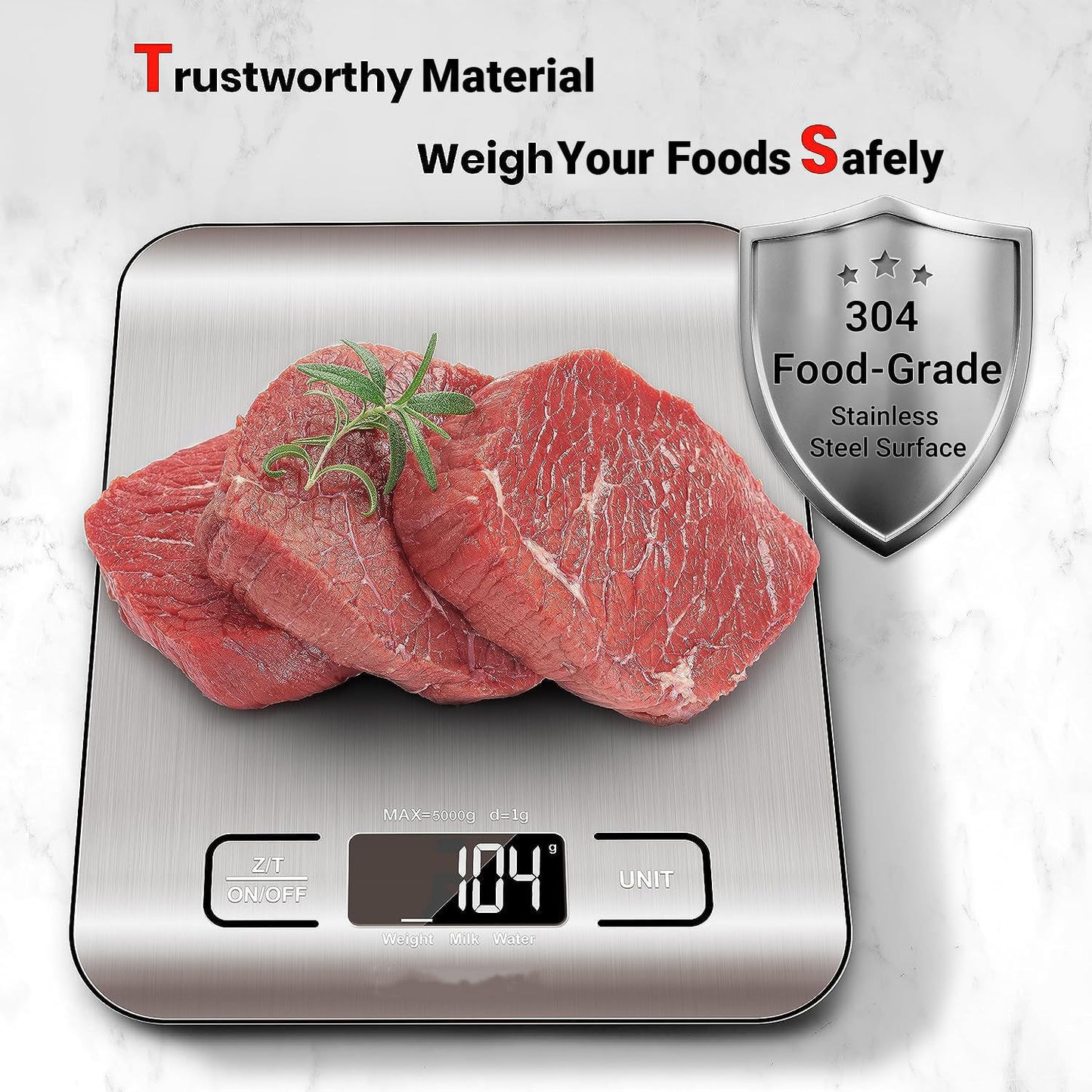 Etekcity Food Kitchen Scale, Digital Grams and Ounces for Weight Loss, Baking, Cooking, Keto and Meal Prep, LCD Display, Medium, 304 Stainless Steel